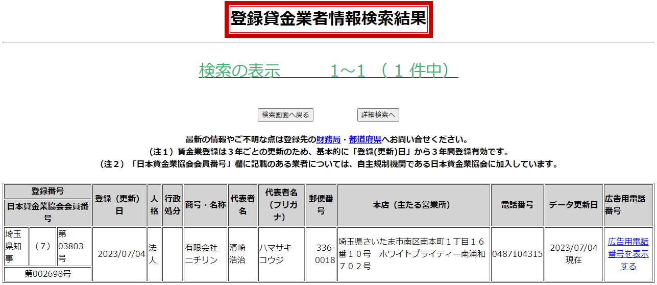 正規ニチリンの情報